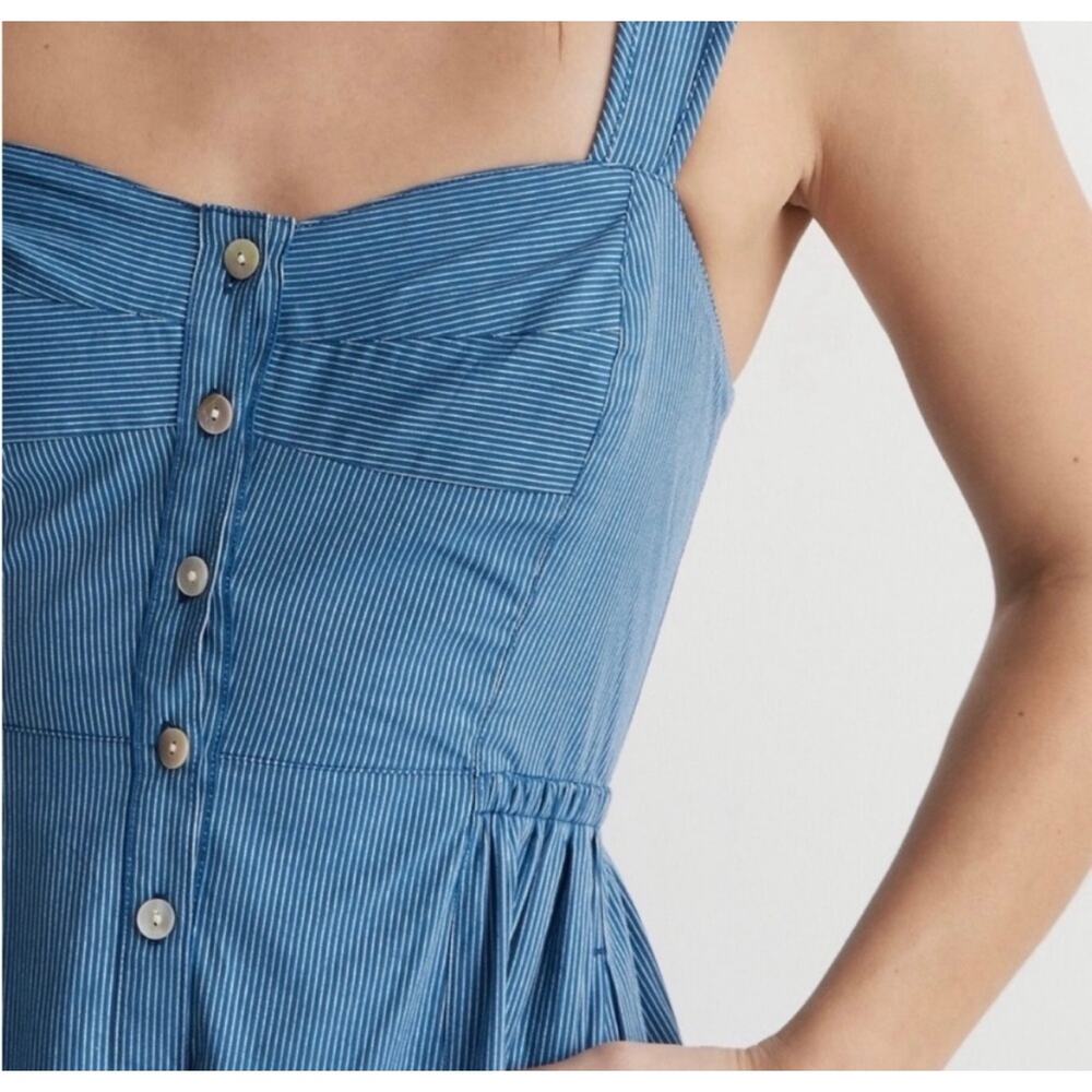 Blue Striped Sundress with Button Front